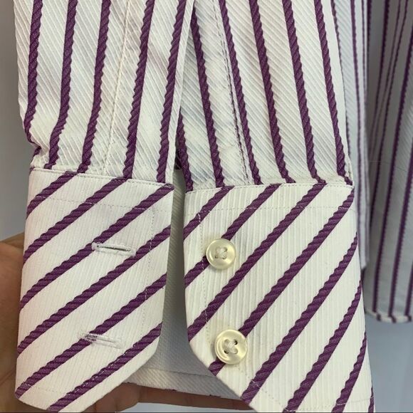 TED Baker men’s maroon striped dress shirt size 16 34/35 USL - Picture 3 of 7